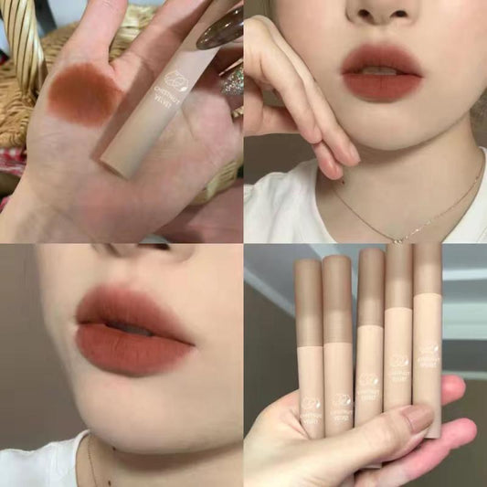 Chestnut Velvet Matte Lipstick Liquid Lip Gloss Waterproof Long Lasting Nude Lip Stick Women Red Lip Tint Beauty Cosmetic TSLM2